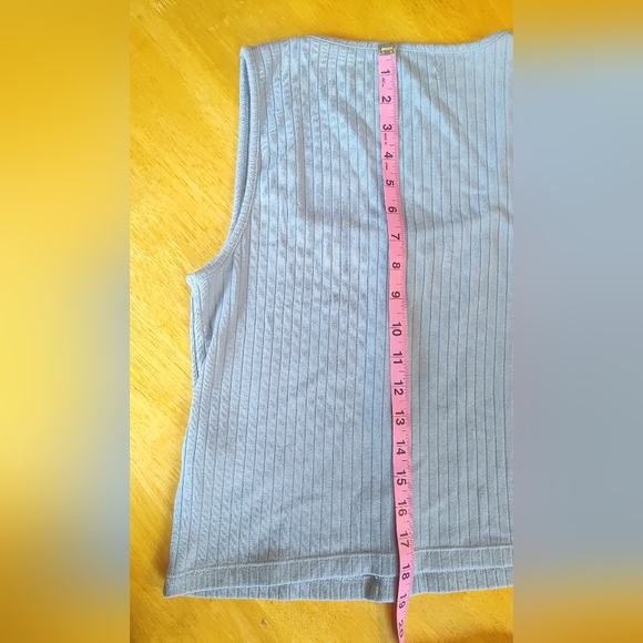 MADEWELL‎ Ribbed Button-Front Crop Tank Terrace Blue Small Square Neckline - Picture 9 of 12